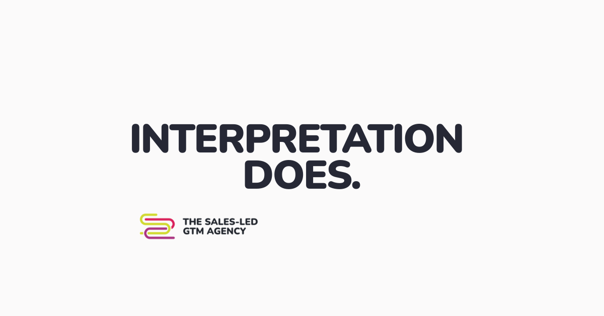 Quote graphic explaining that sales signals do not create relevance, interpretation does.