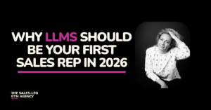 Leslie Venetz alongside the headline Why LLMs Should Be Your First Sales Rep in 2026