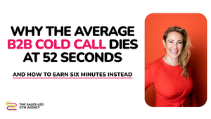 Leslie Venetz with text reading “Why the Average B2B Cold Call Dies at 52 Seconds”